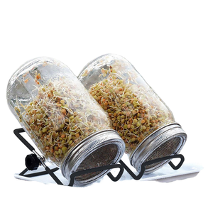 Utensilios <span class=keywords><strong>de</strong></span> cocina 2022 16oz 32oz Glass Mason Jar Frasco <span class=keywords><strong>de</strong></span> germinación <span class=keywords><strong>de</strong></span> semillas con tapas <span class=keywords><strong>de</strong></span> germinación <span class=keywords><strong>de</strong></span> acero inoxidable y placa <span class=keywords><strong>de</strong></span> cerámica - Product Image 3
