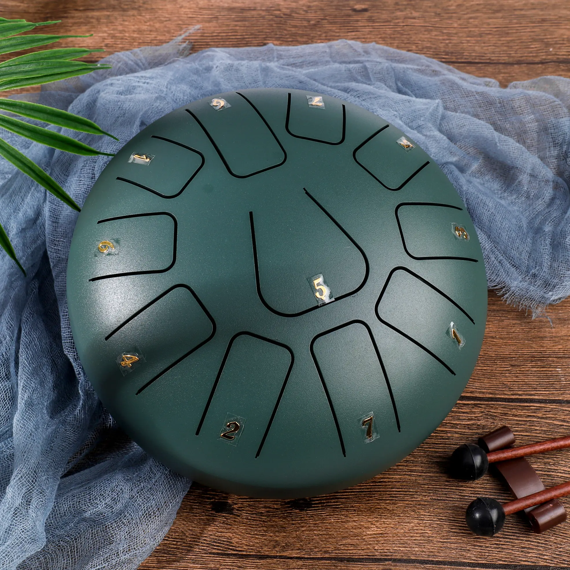 Factory offer the small size design 8 inch  20 cm  11 tongue dark green hank drum G key balmy drum steel tongue drum