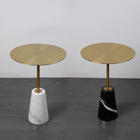 Table basse HZX Table d'appoint moderne en travertin beige avec socle en pierre polie pour la maison ou l'hôtel