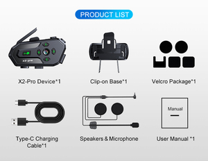 Pemasok Tiongkok X2-Pro earphone kelompok interkom untuk sepeda motor dalam 500M headset helm dengan 6 pengendara menghubungkan 2 pengendara bicara - Product Image 3