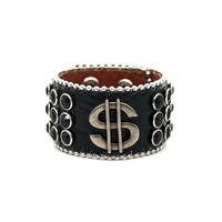 Bracelet en acier inoxydable punk pour homme et femme avec motif dollar, boucle quatre-en-un, strass en cristal, tendance rock, 23 cm