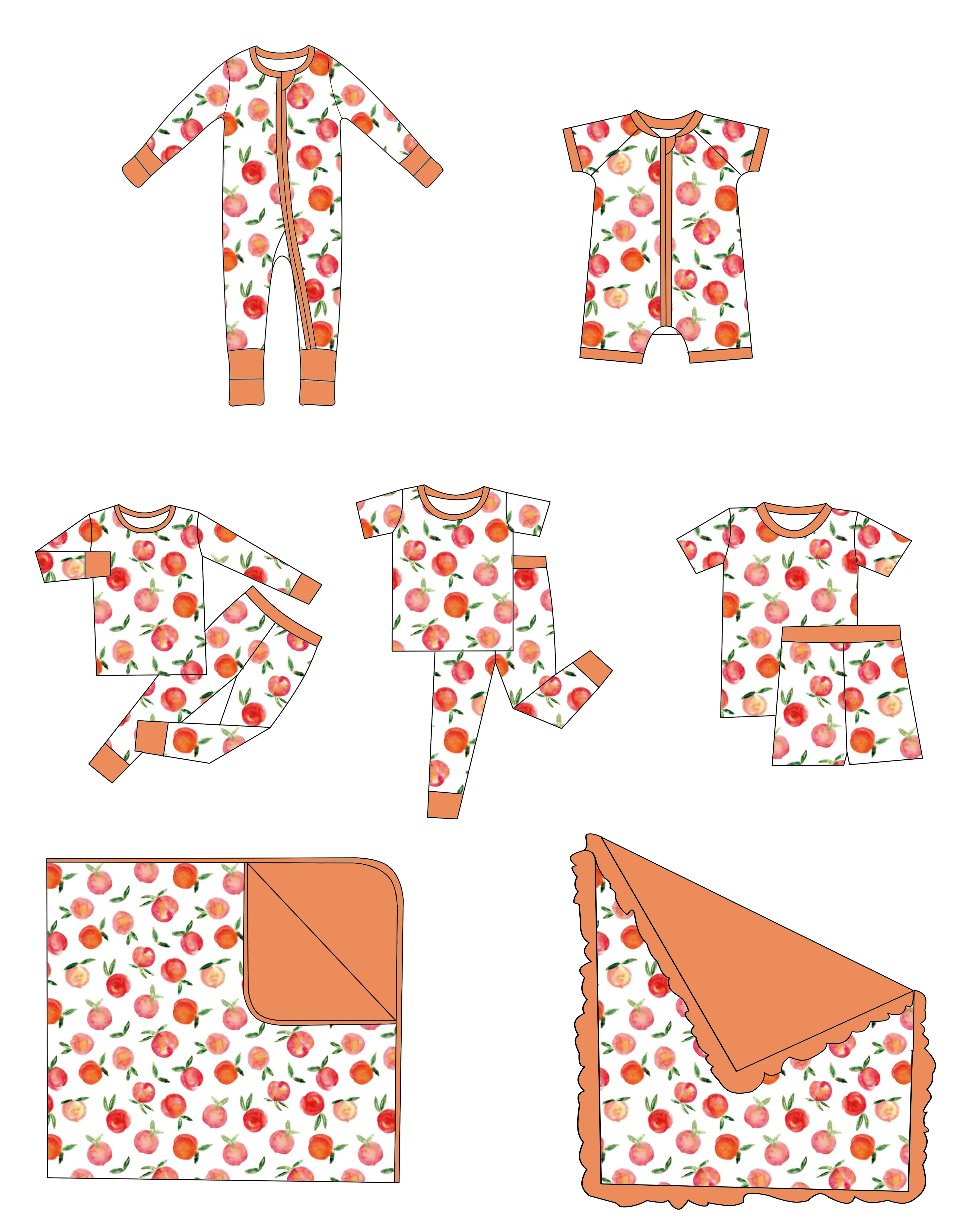 Индивидуальные детские пижамы персиковый комплект из бамбуковой вискозы для мальчиков и девочек