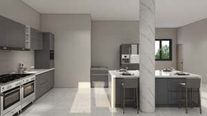 Juego de Muebles de Cocina Modernos con Encimera de Mármol de Alto Brillo, Protector Contra Salpicaduras, Gabinetes Bajos para Fregadero y Mesa de Comedor - Product Image 5