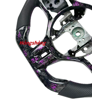 Para Mitsubishi Lancer EVO X 2008-2015 Volante de fibra de carbono forjado púrpura personalizado cuero perforado negro