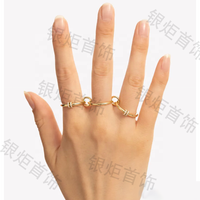 Bague tendance LOZRUNVE en cuivre plaqué or 18 carats avec petits cercles connectés pour femme