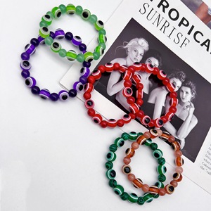 Pulsera de cristal con ojo turco y cuentas sueltas de piedra natural redonda para regalo, origen Yiwu, 21 piezas - Product Image 1