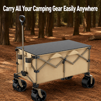 2-in-1 Faltbarer Campingwagen, extra großer, handgezogener Trolley mit Offroad-Rädern aus hochfestem Stahl für Campingplätze