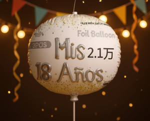 Palloncino in Foil 'Mis 18 Anos' Metallizzato, Decorazione per Festa di Compleanno per Adulti, Forma di Lettera con Stampa Argento - Product Image 2