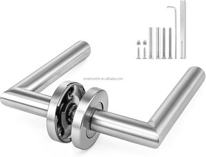 Poignée de porte moderne en forme de L en acier inoxydable 304 avec installation facile pour les portes intérieures d'hôtel et d'appartement - Product Image 2