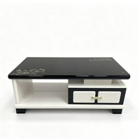 Table basse moderne en MDF avec dessus en papier à motif marbré, avec tiroirs, pour salon