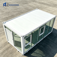 Bâtiment modulaire en conteneurs de verre pour bureau à domicile, salle de sport, bar à domicile, café, supermarché extérieur
