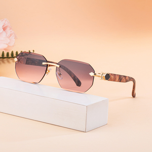 Lunettes <span class=keywords><strong>de</strong></span> soleil Partagas pour femmes, <span class=keywords><strong>de</strong></span> créateur, sans monture, rectangulaires, avec verres taillés en diamant, protection UV400, personnalisables avec logo, vente en gros - Product Image 2