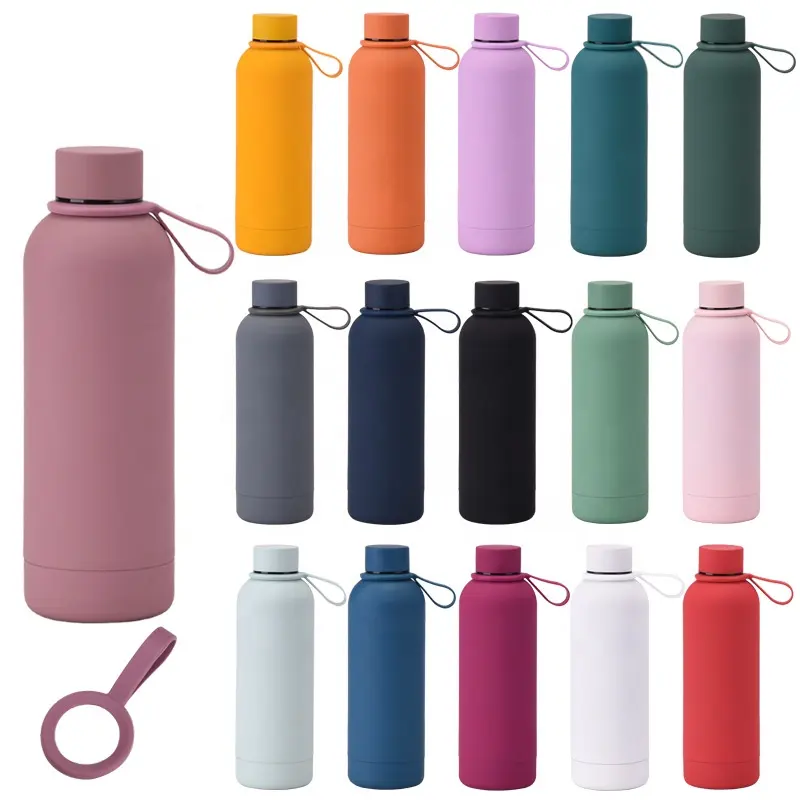 Tumblers Outdoor Sports Water Bottle Stainless Steel Portable Thermos Cup frosted soft rubber coated 500ml 750ml 1000ml luluo