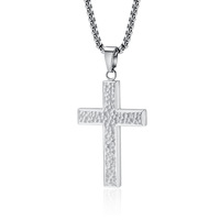 Collier Croix Chrétienne Vintage POYA en Acier Inoxydable Argenté, Doré et Noir, Martelé, pour Homme – Anniversaire, Fiançailles
