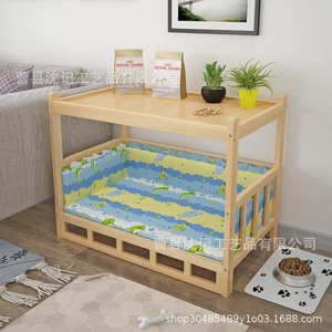 Wooden Pet Bed Rectangle Elevated With <b>Mat</b> For <b>Cats</b> And Dogs All Seasons Use - Product Image 1