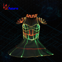 Fibre optique Glow Fluorescent Party bar Gala Performance Dance Dress Femmes