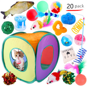 21 PCS Cat Toys Kitten Toys Set, Collapsible Cat Tunnels for Indoor Cats, Interactive Cat Feather Toy Fluffy Mouse Crinkle <b>Balls</b> - Product Image 6