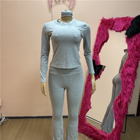 Jiubaju Katı Spor 3 Parça Setleri Kadın Kıyafeti Uzun Kollu Kırpma Üstleri ve Uzun Pantolon ve Kafa Bandı Sonbahar Spor Eşofmanları