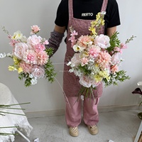 Arrangement floral artificiel, roses en soie bordeaux, hortensias, centre de table, vase, décoration de table de mariage, pour fête, hôtel, banquet