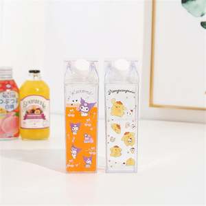 Seaygift Fashion Student Creative Night Lights Sports Portable Square Shaped Plastic Water Bottle <b>Clear</b> Milk Carton Water Bottle - Product Image 4