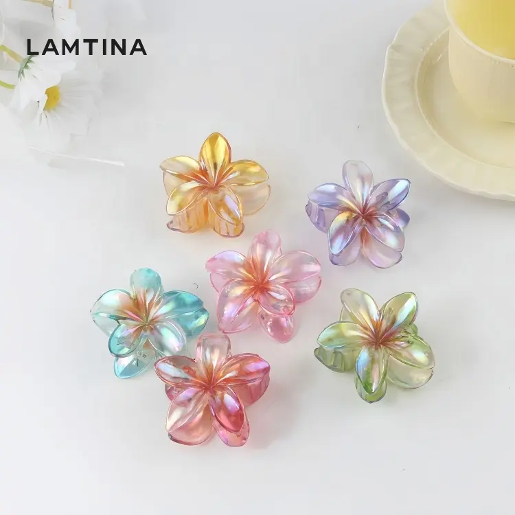 Candy Color Flower Plastic Hair Claw Clips Strong Nonslip women clips for Thick and Thin Hair