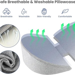 Oreiller de maternité en forme de U, 140x71x18cm, soutien rafraîchissant pour femmes enceintes, oreiller d'allaitement pour dormir sur le côté, motif géométrique gris - Product Image 3