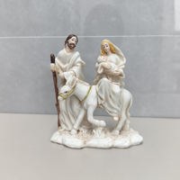 Statue en résine de la Sainte Famille (Marie, Joseph, Jésus sur âne) - Décoration de table catholique pour la maison - Cadeau de Noël