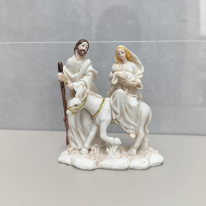 Statua in Resina della Sacra Famiglia in Volo verso l'Egitto, <span class=keywords><strong>Maria</strong></span>, Giuseppe e <span class=keywords><strong>Gesù</strong></span> su Asino, Figurina Cattolica <span class=keywords><strong>per</strong></span> Decorazione Casa e Tavolo, Regalo di Natale - Product Image 3
