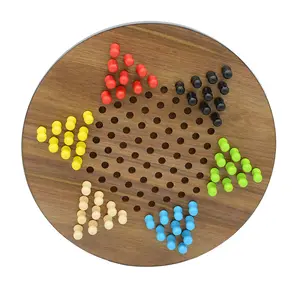 لوح خشبي تقليدي ، مجموعة ألعاب لعبة الداما الخشبية الصينية مع لعبة الرخام الخشبية الملونة للكبار والفتيان والفتيات