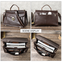 Porte-documents en cuir véritable pour ordinateur portable 14,2 pouces, sac de bureau pour hommes avec bandoulière amovible, grande capacité, OEM/ODM disponible