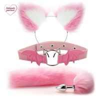 Serre-tête mignon et sexy avec queue de renard, plug anal métallique, collier, pince à tétons, BDSM Cosplay pour couple femme