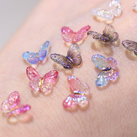 100 unids/bolsa mixta mariposa Nail Art Charms Sparkle mariposa resina diseños manicura joyería Aurora elfo mariposa uñas suministros