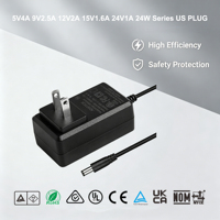 Adaptateur secteur américain de type A avec certificats ETL/FCC, 24W AC DC 5V/4A 12V/2A 18V/1.3A 24V/1A 48V/0.5A pour l'Amérique/le Canada/les États-Unis