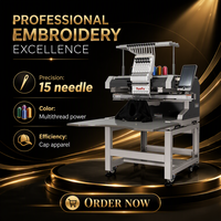 Machine à broder informatisée à 12 aiguilles et 15 fils pour casquettes, t-shirts plats