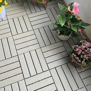Piso de azulejos DIY de co-extrusão para varanda e jardim, piso de azulejos Wpc decote de bloqueio à prova d'água