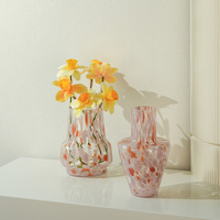 Verrerie décorative moderne pour la maison Vase en verre soufflé décoratif petit pour mariage Shanxi Origin Flower Point Series Pink