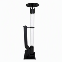 Poêle à granulés en verre pour extérieur, type fusée, 135 cm de haut, en métal noir, pour patio et jardin, avec cendrier