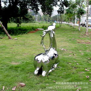 Escultura de Ciervo de Acero Inoxidable con Acabado Espejo, Decoración para Parques al Aire Libre, Montaje en Suelo, Figura Animal Hecha a Mano JH-061312 - Product Image 4