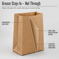 Sac en papier kraft écologique recyclé pour bougies, restauration rapide et plats à emporter, avec soufflet latéral et fond en V pour frites et poulet frit, 4 tailles
