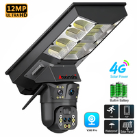 Caméra de Surveillance Solaire Sans Fil Tout-en-un 12 Mpx à Lentilles Multiples, Projecteur Solaire PTZ avec Caméra Solaire Sans Fil 4G et Batterie 18000 mAh