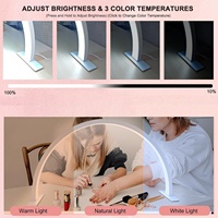 Lampe de Table LED Demi-Lune Professionnelle Grande Super Lumineuse pour Ongles avec Support Téléphone Parfaite pour les Prothésistes Ongulaires