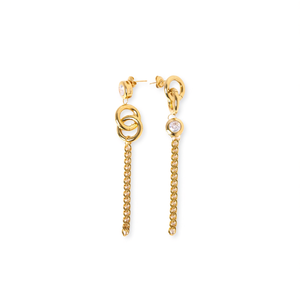 Crystal <b>Earrings</b> PVD Gold Plated 316L Stainless Steel Chain Drop Design Sustainable Resistant Jewelry - Product Image 2