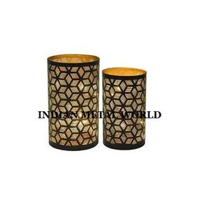 Ensemble de 2 bougeoirs de forme ronde au design tendance Photophore décoratif pour la maison, support votif en métal de couleur noire de différentes tailles - Product Image 5