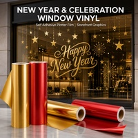 Rollo de Vinilo Adhesivo con Rejilla para Decoración Festiva, Lámina con Motivos Navideños para Fachadas de Centros Comerciales, Adornos para Celebraciones, Suministro al por Mayor
