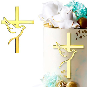 Hstyle Primera Comunión cristiano acrílico Cruz pastel Topper <span class=keywords><strong>Dios</strong></span> bendiga pastel Topper cumpleaños fiesta hornear pastel fiesta suministros - Product Image 2