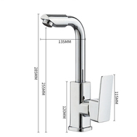 Robinet de lavabo de luxe moderne en laiton massif chromé, mitigeur monocommande eau chaude et froide pour projets de villas et d'hôtels