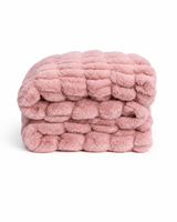 Plaid en fausse fourrure de lapin texturée double face 50x60 pouces avec étiquette personnalisée UT5611
