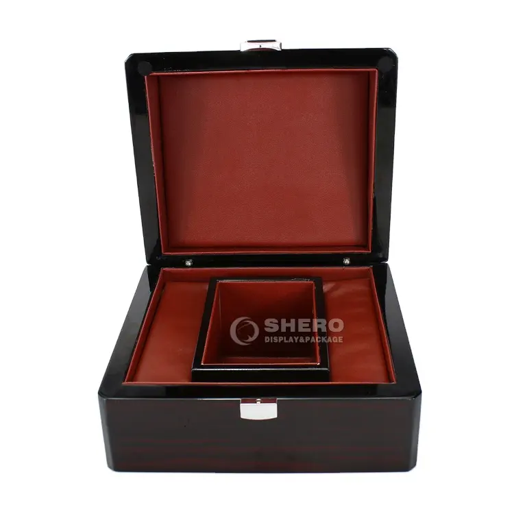 Scatola per orologi in legno singolo grande di lusso alla moda laccata di Best Men Women Logo personalizzato confezione regalo coppia Display