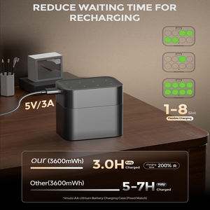 <b>Rechargeable</b> <b>AA</b> <b>Lithium</b> <b>Batteries</b> Charger 3600mWh 8 Pack 8-Slot Storage Box 1.5V 2A Output - Product Image 4