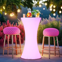 Table de cocktail LED lumineuse pour fêtes, discothèques, meubles d'extérieur rechargeables en LLDPE pour hôtel, restaurant, fête, mariage